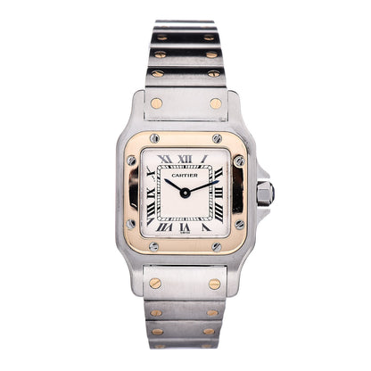 Cartier Stainless Steel 18K Yellow Gold 24mm Santos De Cartier Galbee Quartz Watch 1 of 7
