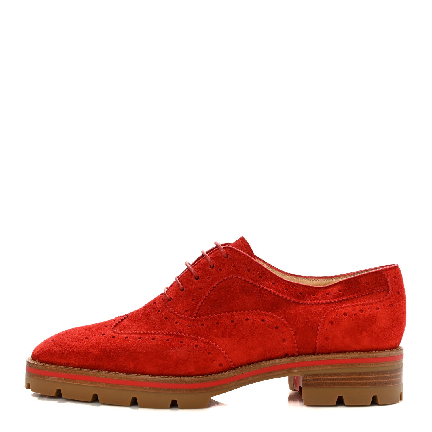 Christian Louboutin Veau Velours Charletta Brogue Oxfords 39 Flamenco 1 of 8