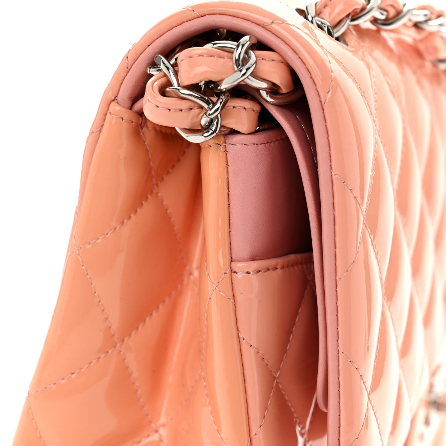 Patent Quilted Jumbo Double Flap Coral