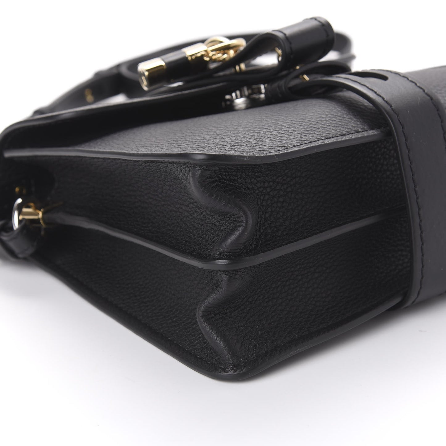 Shiny Grained Calfskin Small Aby Day Shoulder Bag Black