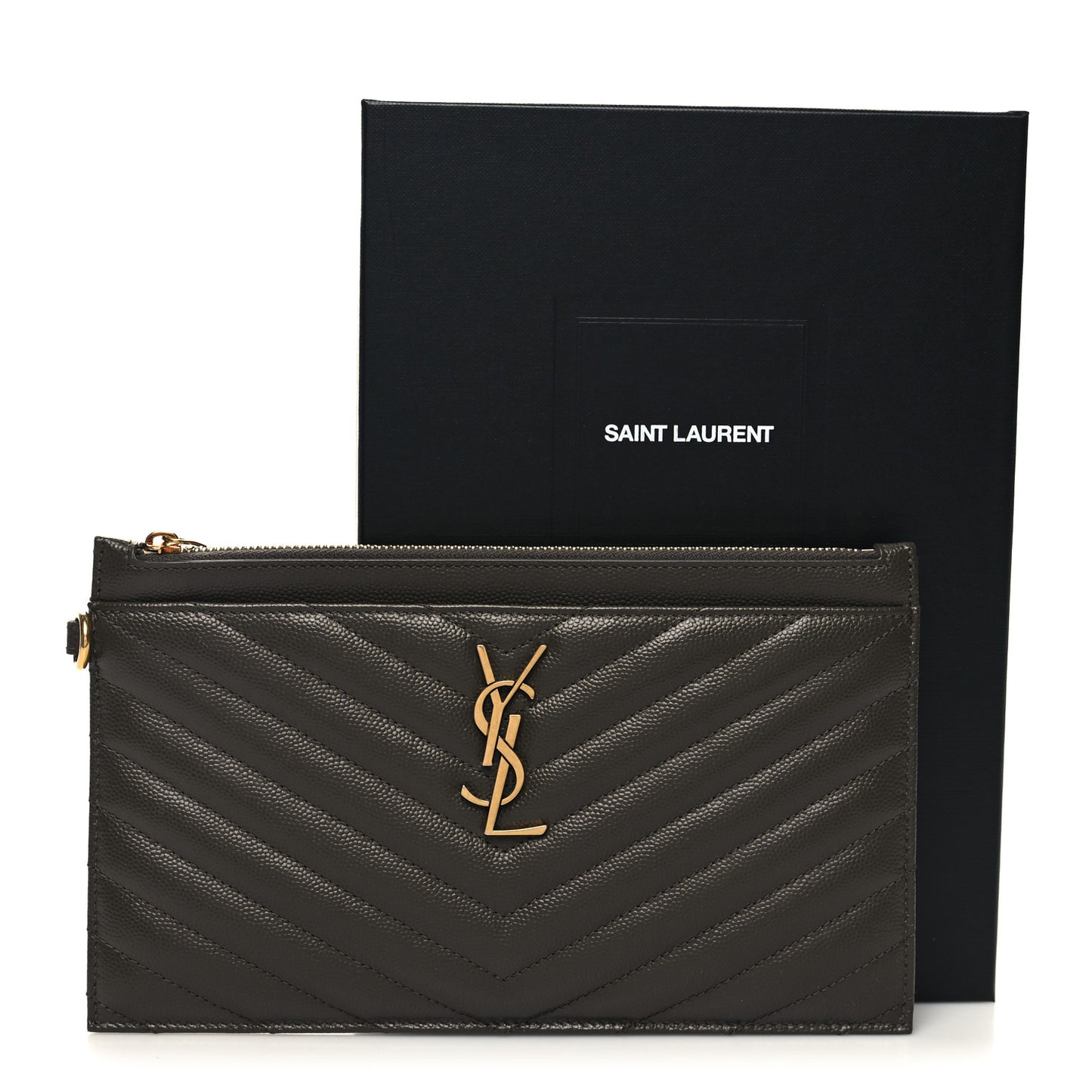Grain De Poudre Chevron Monogram Large Bill Pouch Fog