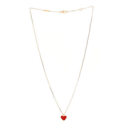 Van Cleef & Arpels 18K Rose Gold Carnelian Sweet Alhambra Heart Pendant Necklace 3 of 7