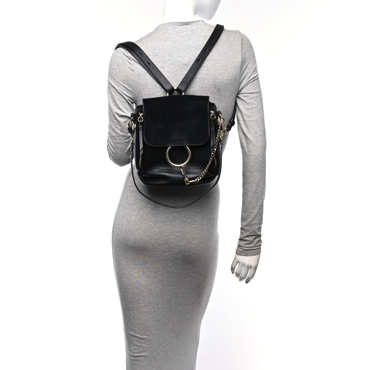 Chloe Suede Calfskin Small Faye Backpack Black 3 of 13