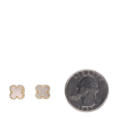 Van Cleef & Arpels 18K Yellow Gold Mother of Pearl Sweet Alhambra Earrings 2 of 5
