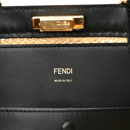 Fendi Raffia Vitello King Macrame Mesh Large Peekaboo X-Tote Natural Black Cuoio 5 of 7
