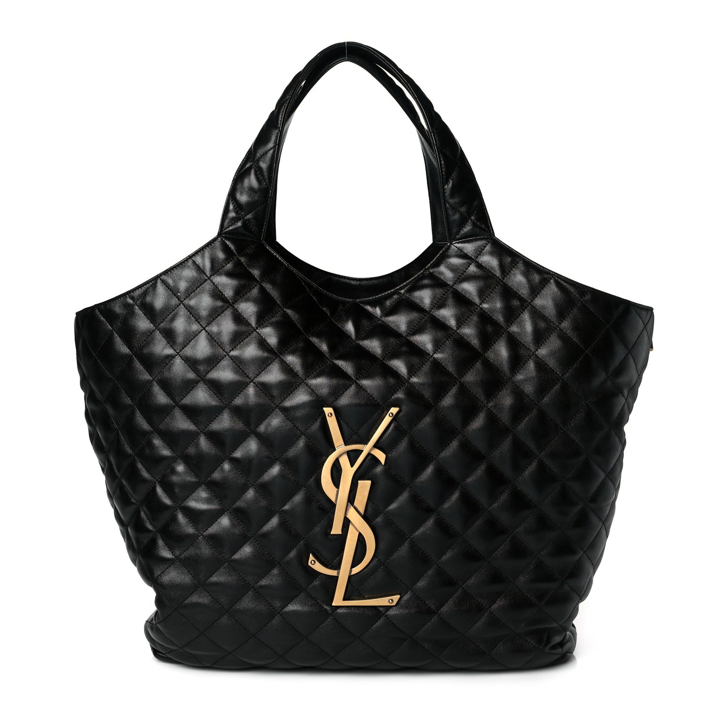 Lambskin Quilted Maxi Icare Shopping Tote Black