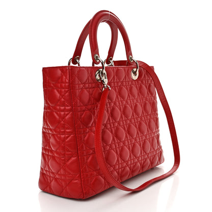 Christian Dior Lambskin Cannage Large Lady Dior Red 3 of 10