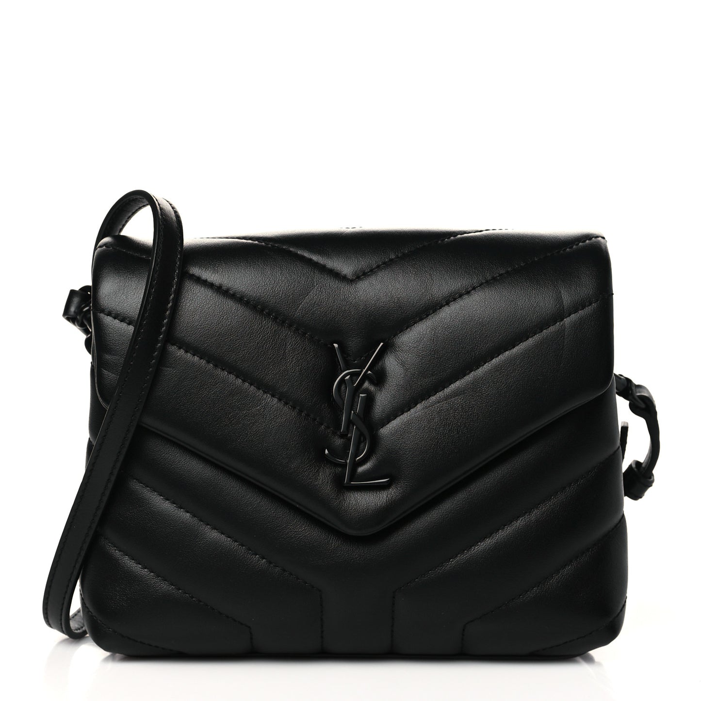 Calfskin Y Quilted Monogram Toy Loulou Crossbody Bag Black