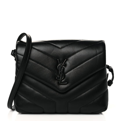Saint Laurent Calfskin Y Quilted Monogram Toy Loulou Crossbody Bag Black 1 of 9