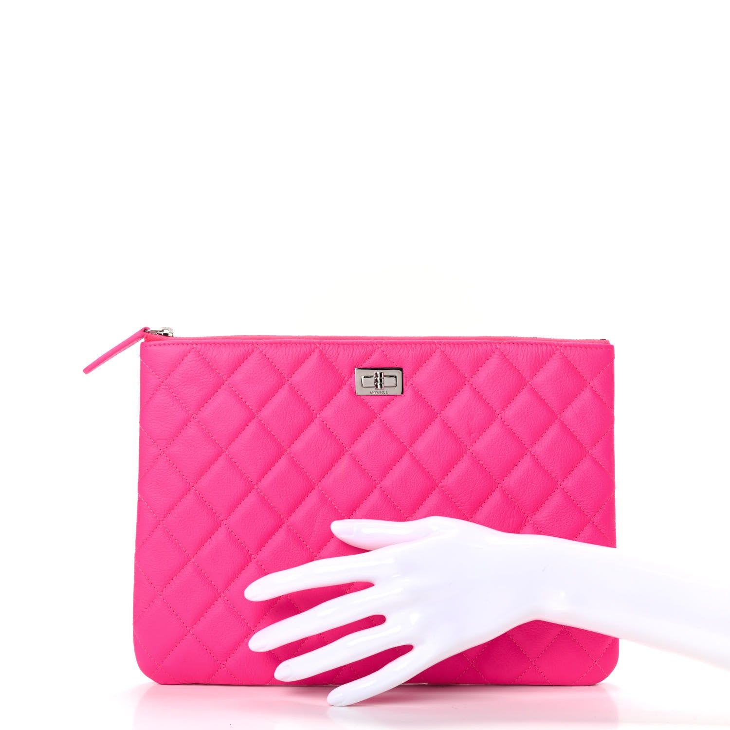 Chanel Goatskin Quilted Large Reissue Cosmetic Case Pink 2 of 7