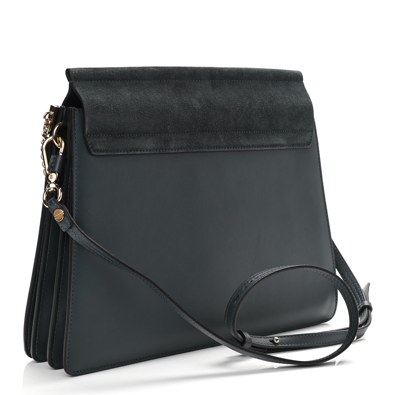 Chloe Suede Calfskin Medium Faye Shoulder Bag Cloudy Blue 3 of 10