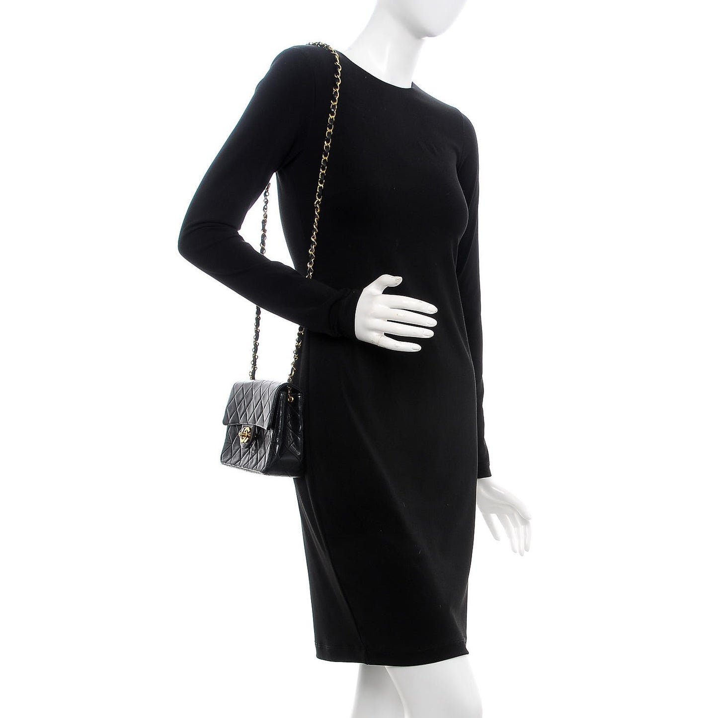 Lambskin Quilted Mini Square Flap Black