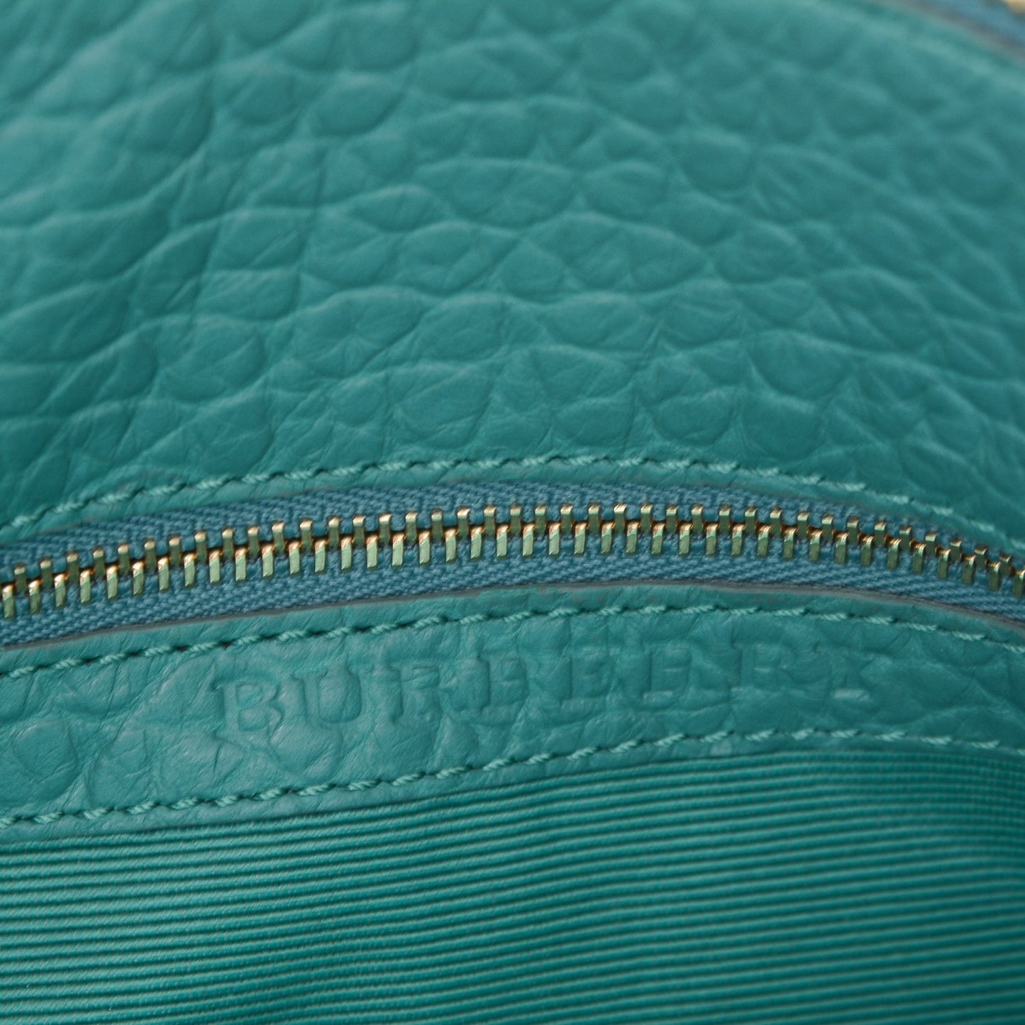 Signature Grain Calfskin Check Embossed Small Chichester Crossbody Clutch Bag Aqua Green