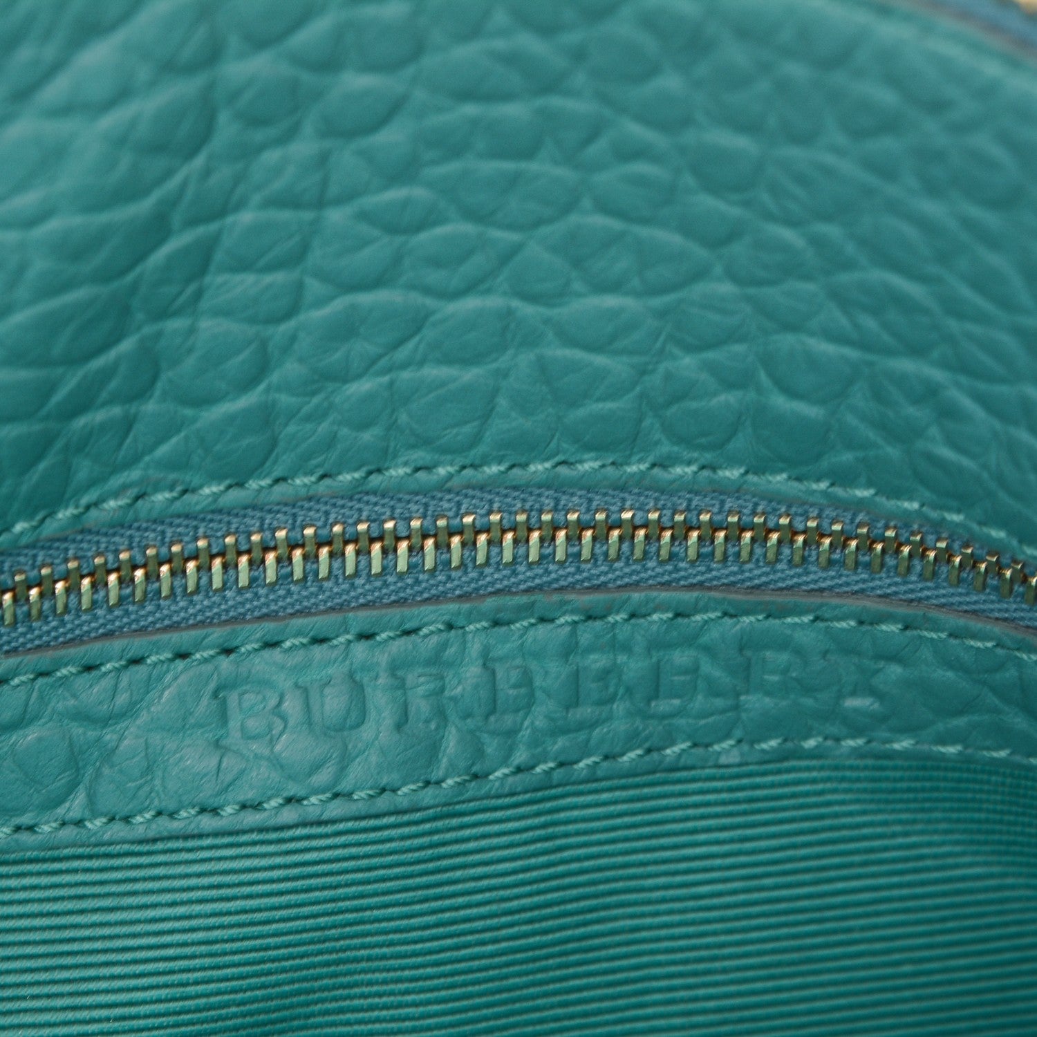 Burberry Signature Grain Calfskin Check Embossed Small Chichester Crossbody Clutch Bag Aqua Green 6 of 7