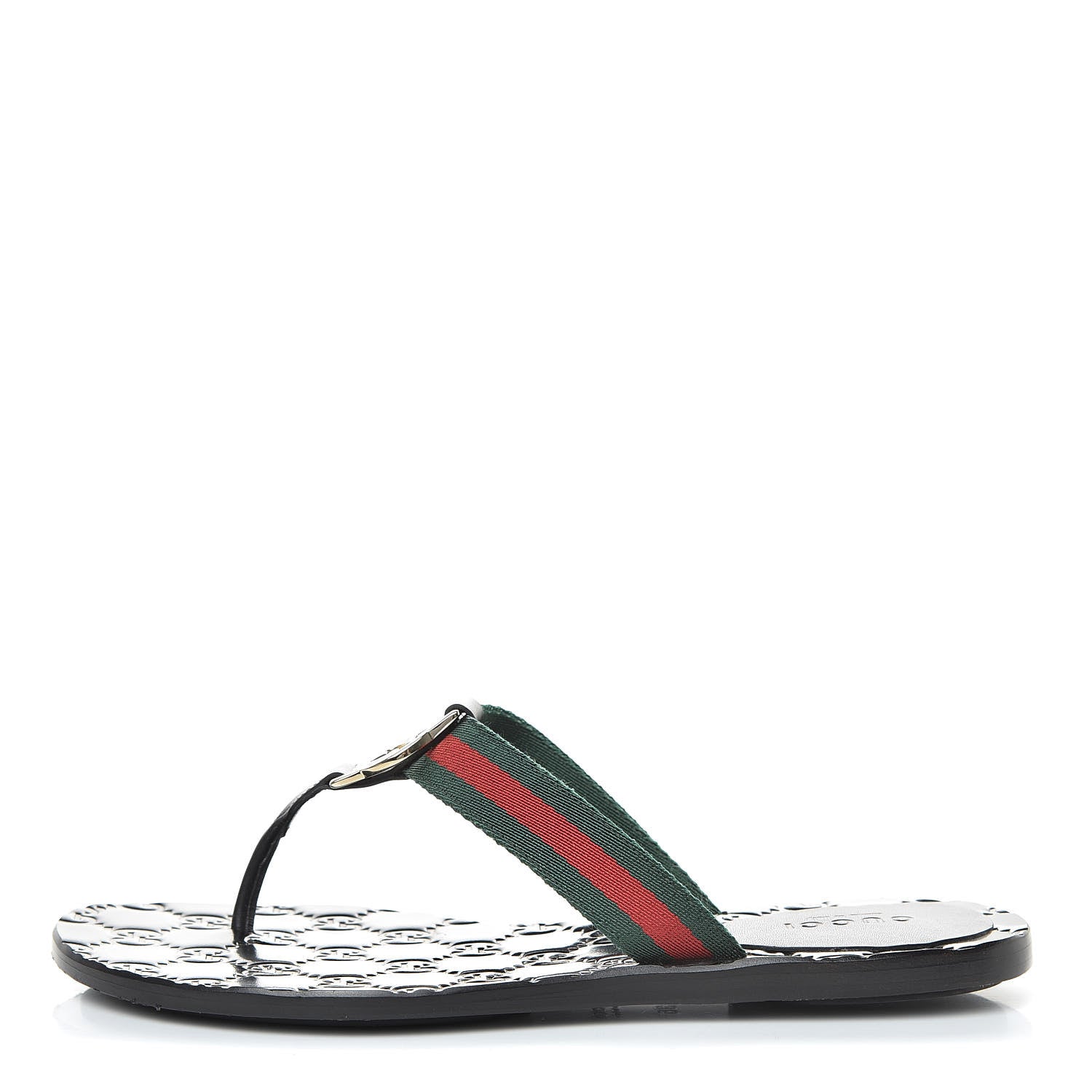 Gucci Nylon Guccissima Web Womens Thong Sandals 35 Green Red Black 1 of 13