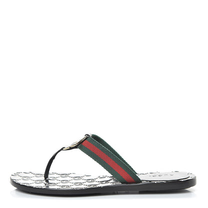 Gucci Nylon Guccissima Web Womens Thong Sandals 35 Green Red Black 1 of 13
