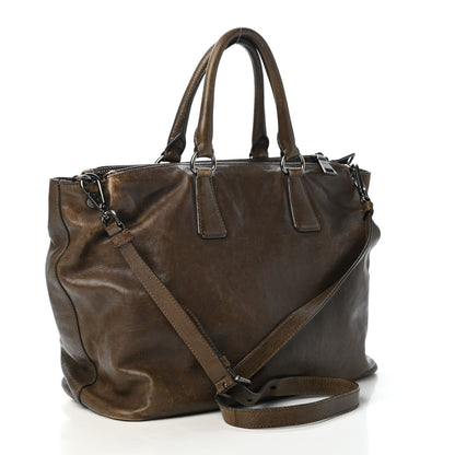 Prada Cervo Antik Double Zip Satchel Cacao 2 of 4