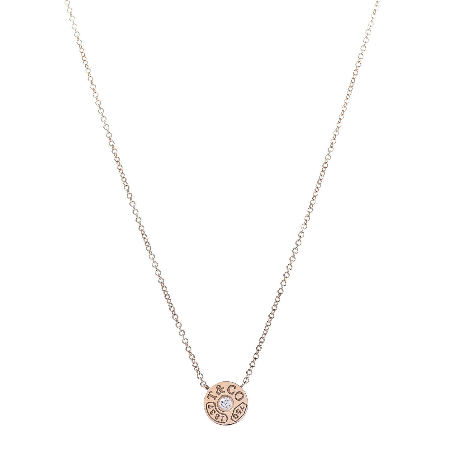 18K Rose Gold Diamond 1837 Circle Pendant Necklace