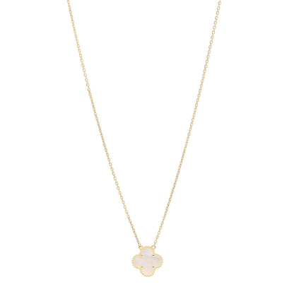 Van Cleef & Arpels 18K Yellow Gold Mother of Pearl Vintage Alhambra Pendant Necklace 1 of 5