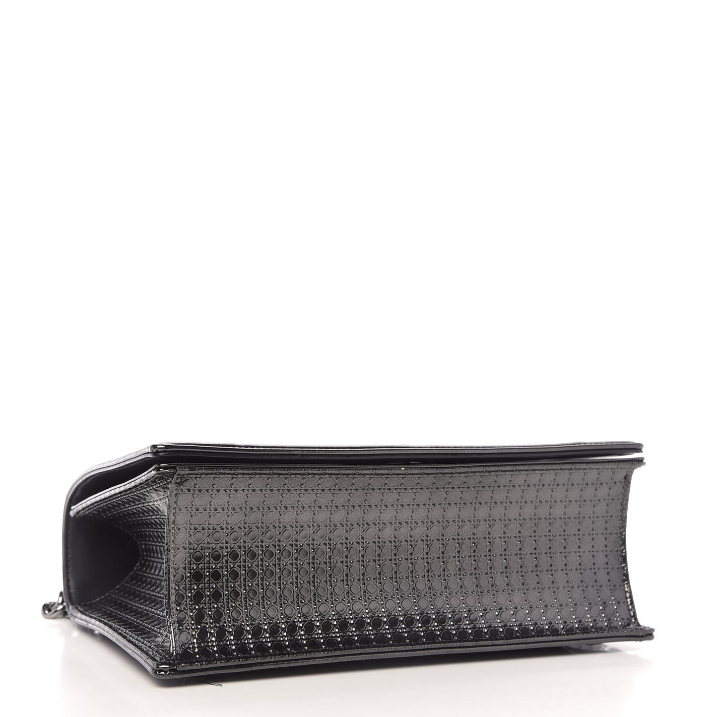 Metallic Patent Micro-Cannage Medium Diorama Flap Bag Onyx Black