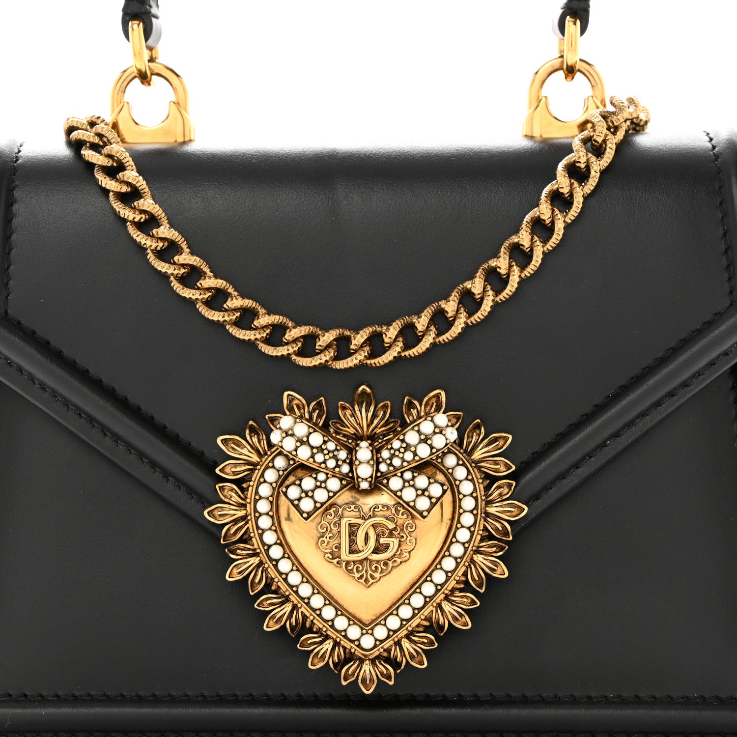 Dolce & Gabbana Smooth Calfskin Small Devotion Envelope Top Handle Bag Black 7 of 9