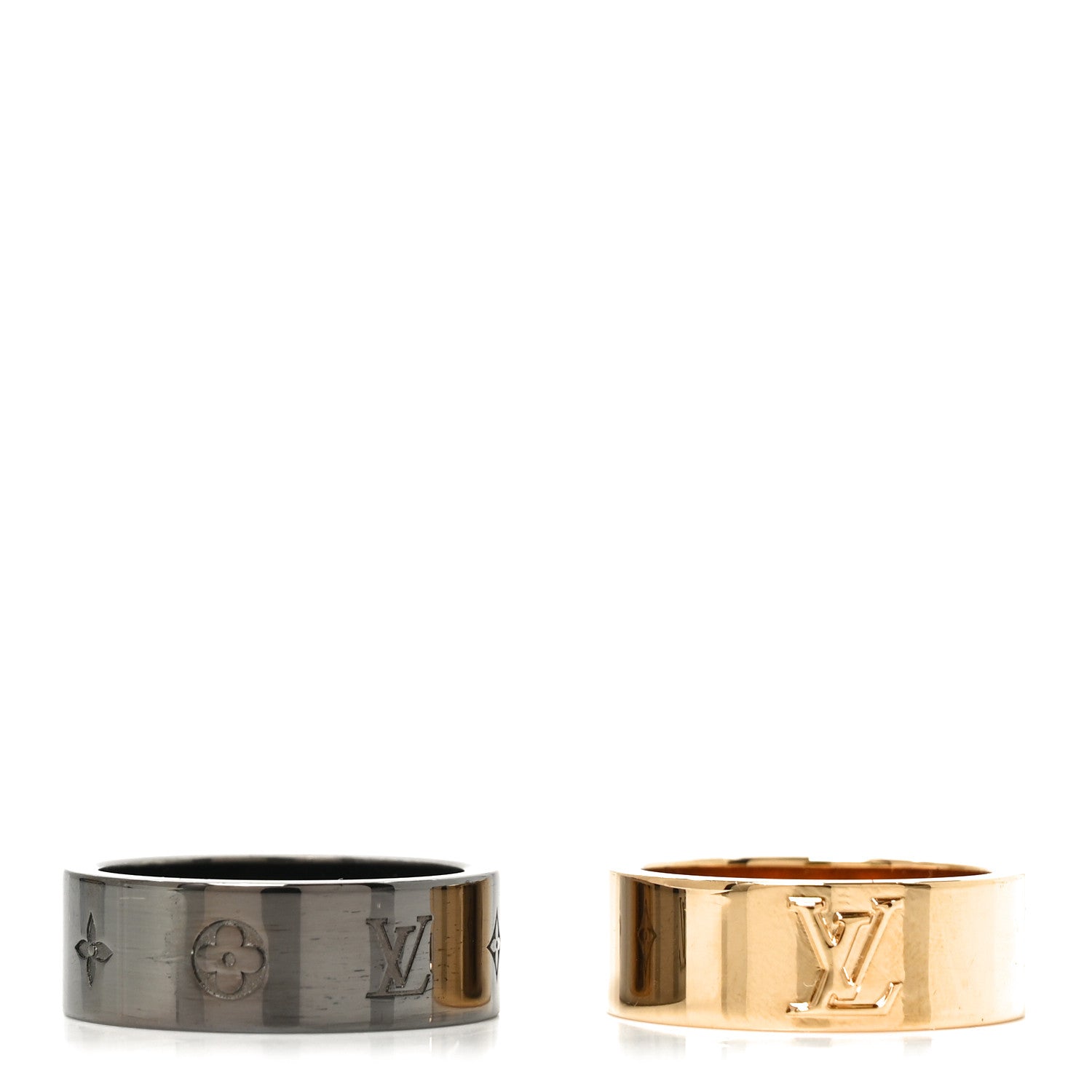 Louis Vuitton Metal LV Instinct Set of 2 Rings M 63 10.25 Silver Gold 1 of 6