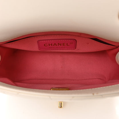 Chanel Lambskin Quilted Logo Mini Flap With Handle White 5 of 20