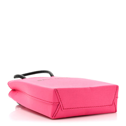 Balenciaga Squared Calfskin Logo Shopping Phone Holder Bag Acid Fuchsia 4 of 16