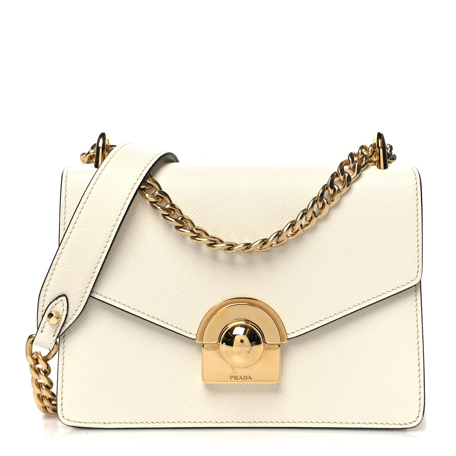 Prada Saffiano Soft Calfskin Chain Shoulder Bag White 1 of 9