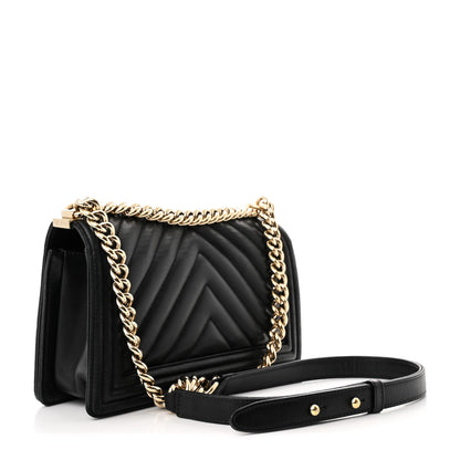 Chanel Lambskin Chevron Quilted Medium Boy Flap Black 3 of 11