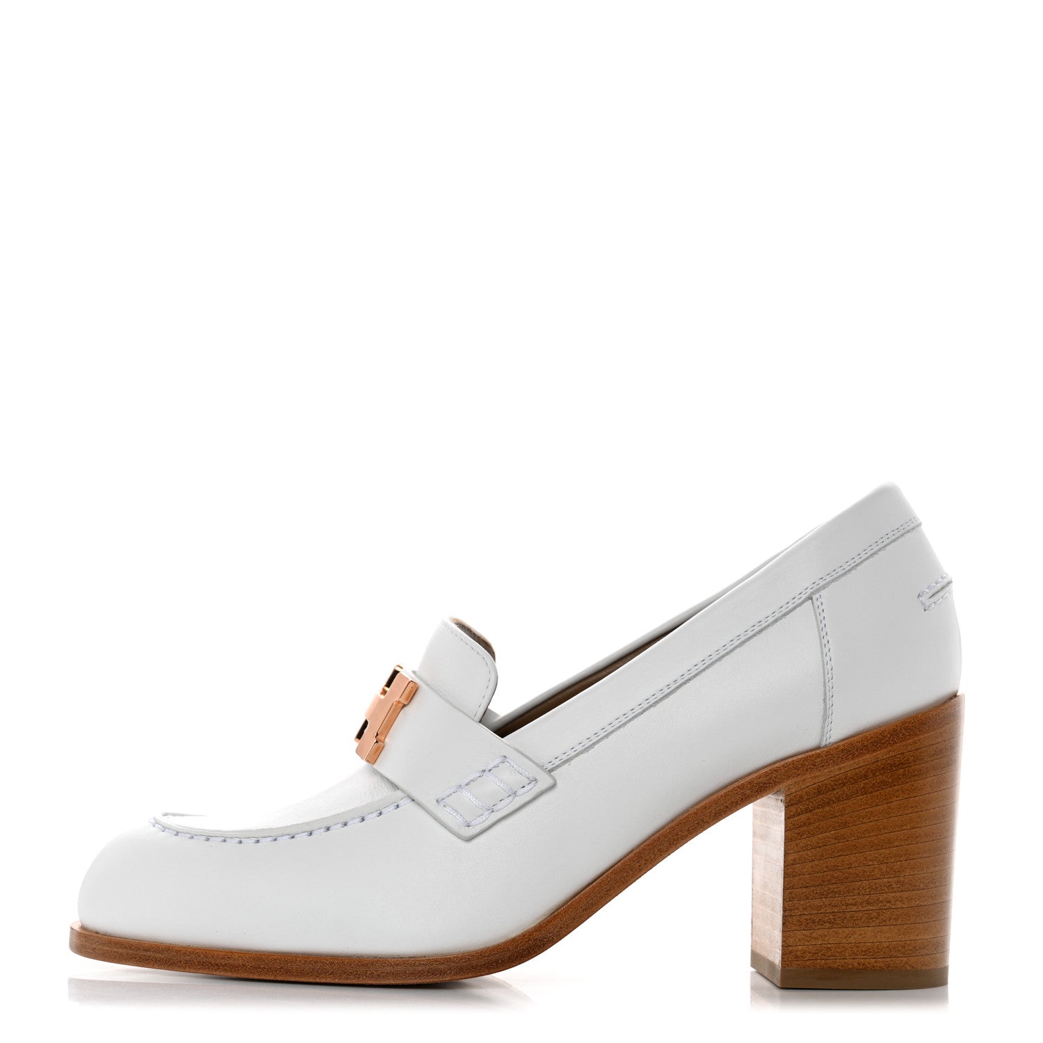 Hermes Calfskin Womens Dauphine 70 Moccasin Loafers 36 White 1 of 10
