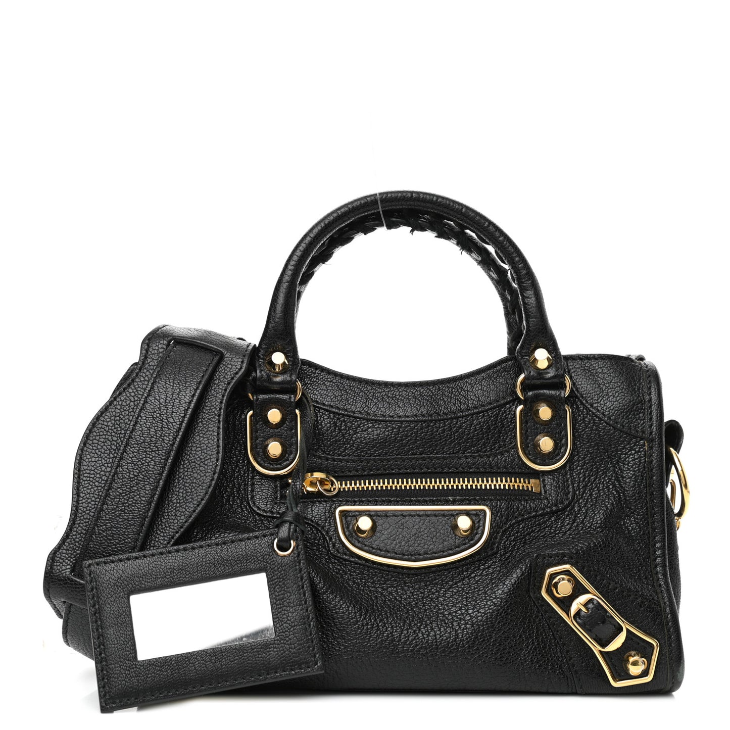 Chevre Gold Metallic Edge Hardware Mini City Black