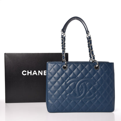 Chanel Caviar Quilted Grand Shopping Tote GST Dark Blue 8 of 8