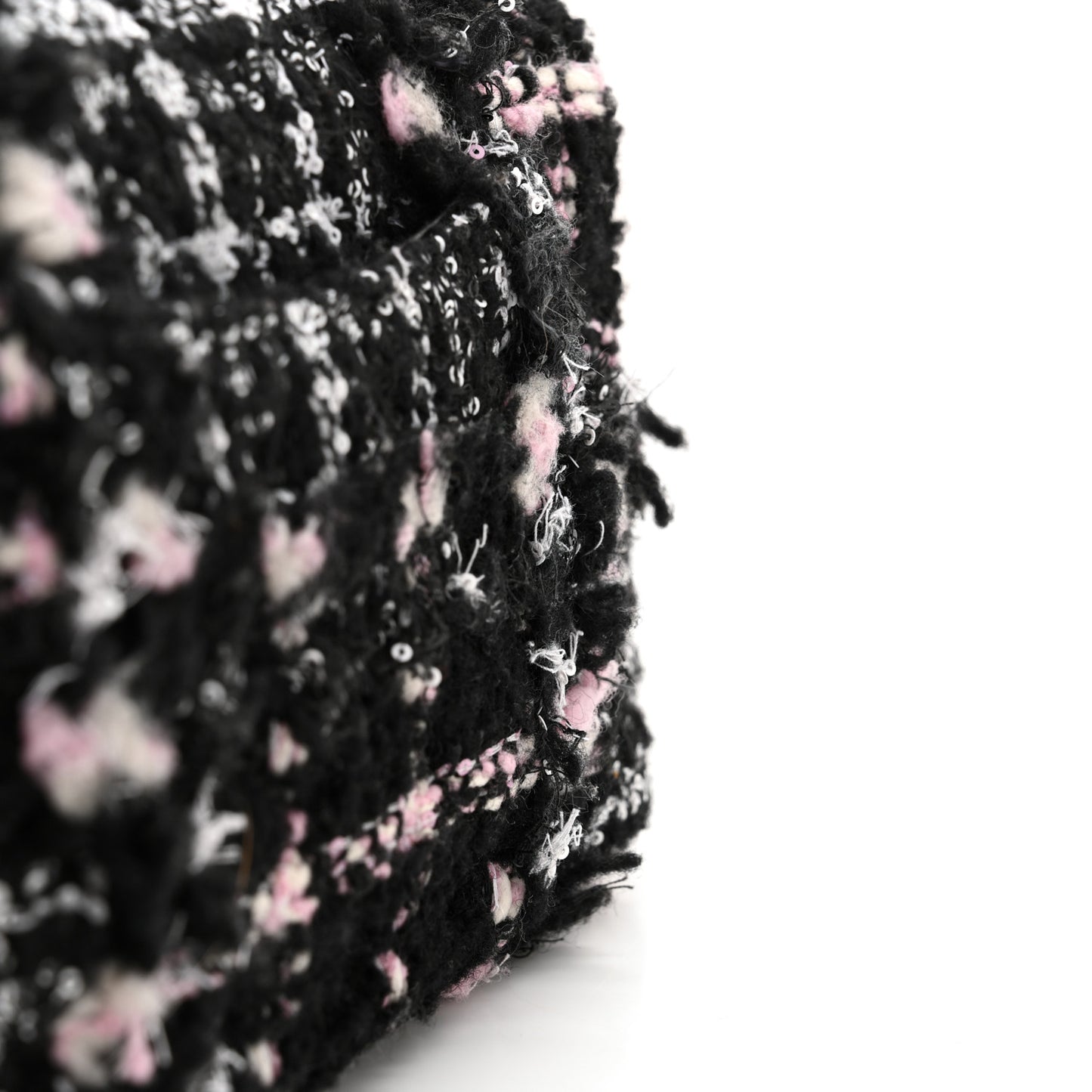 Tweed Sequin Mini Rectangular Flap Black Pink Multicolor