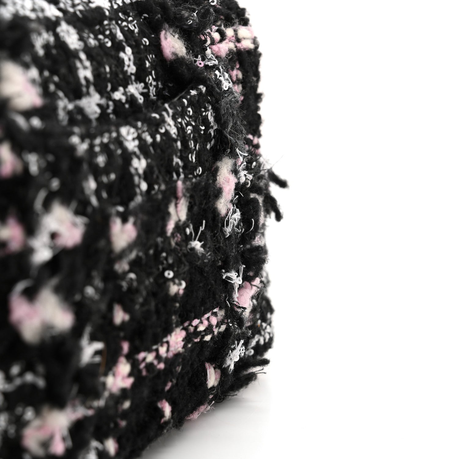 Chanel Tweed Sequin Mini Rectangular Flap Black Pink Multicolor 11 of 13