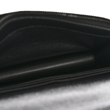 Saint Laurent Grain De Poudre Matelasse Chevron Monogram Monochrome Envelope Chain Wallet Black 5 of 13