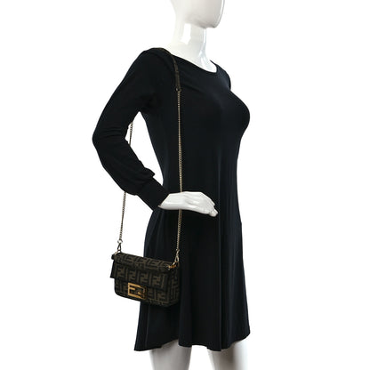Fendi Fabric Jacquard FF 1974 Mini Baguette Tobacco Moro Black 2 of 9