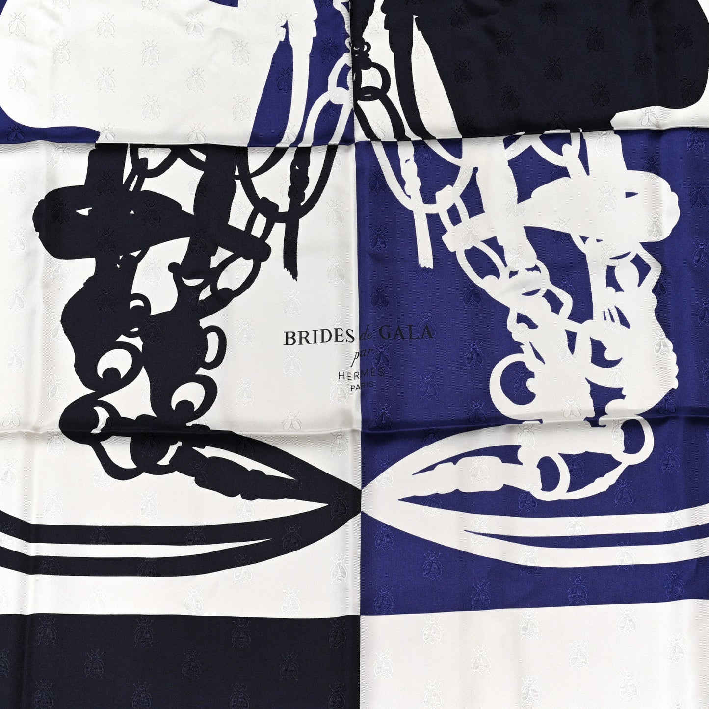 Silk Brides De Gala Quadri Tattoo Scarf 90 Marine White Indigo