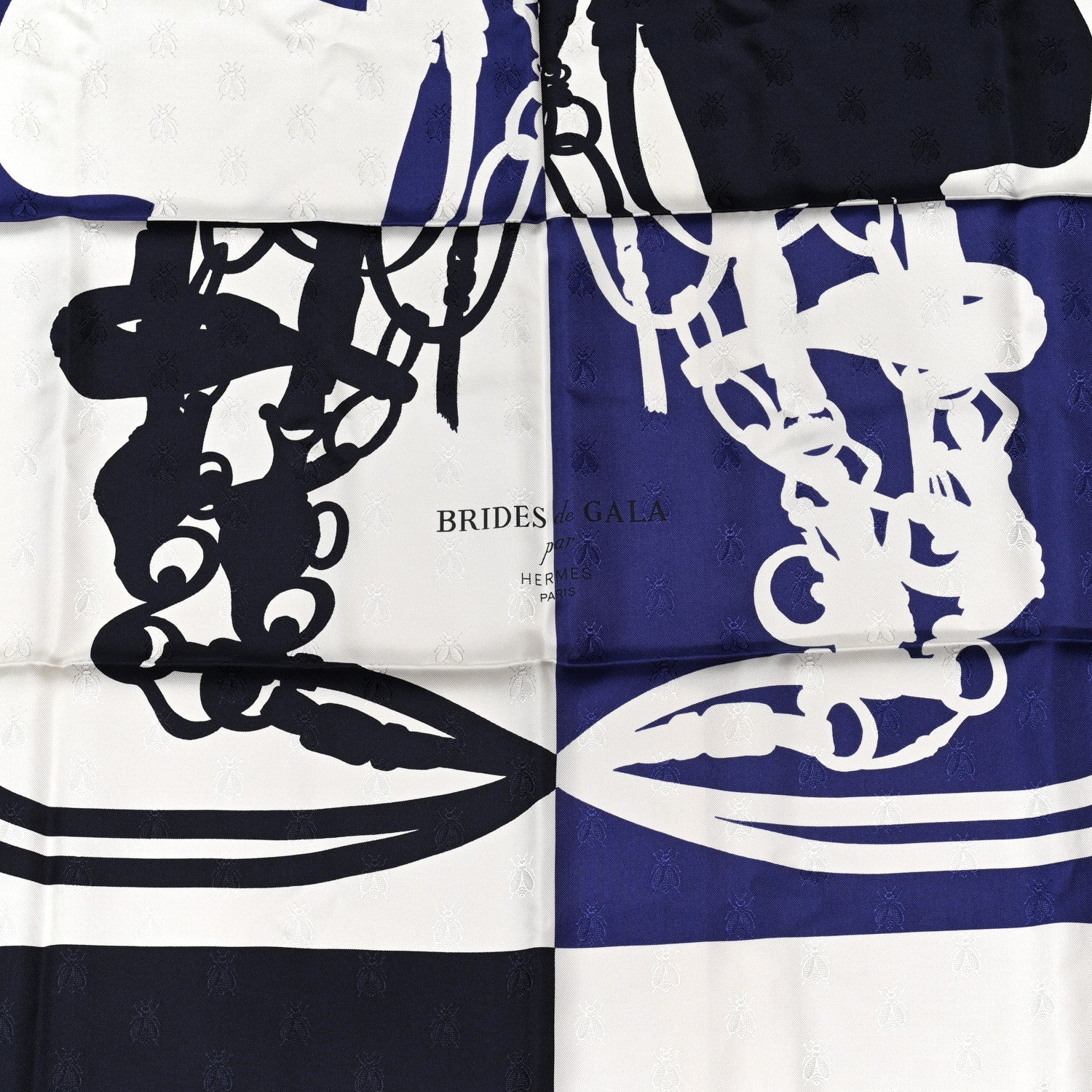 Hermes Silk Brides De Gala Quadri Tattoo Scarf 90 Marine White Indigo 2 of 4