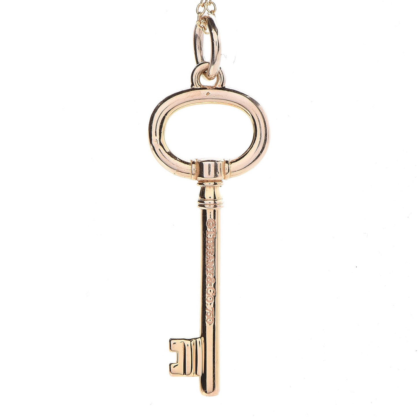 18K Rose Gold Small Oval Key Pendant Necklace