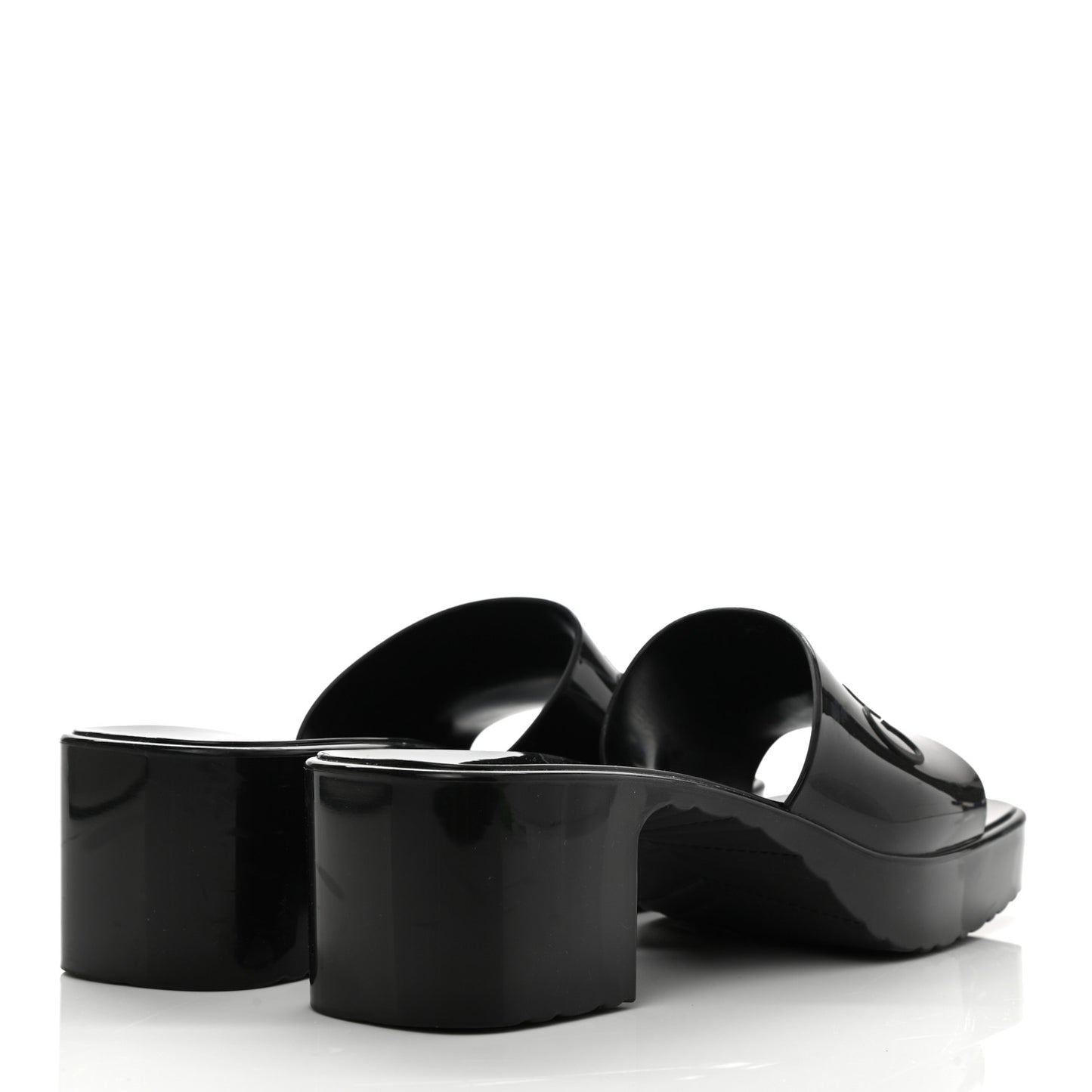 Rubber Gucci Logo Womens Platform 20/60mm Slide Sandals 38 Black