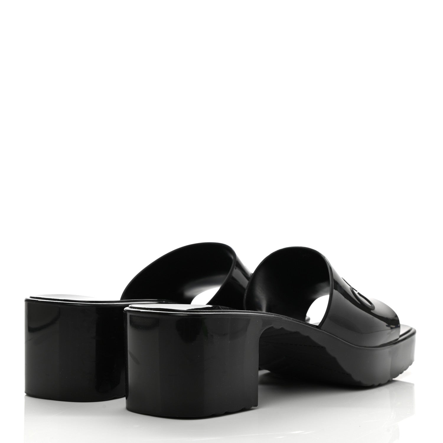 Gucci Rubber Gucci Logo Womens Platform 20/60mm Slide Sandals 38 Black 4 of 8