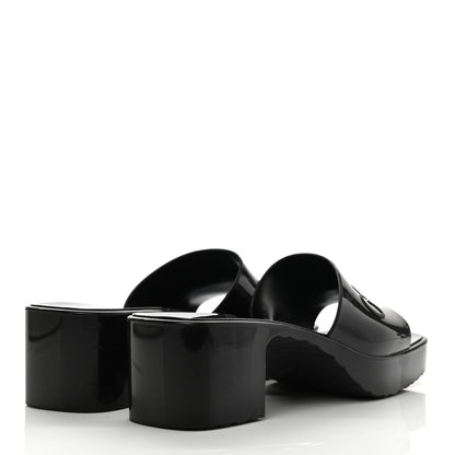 Gucci Rubber Gucci Logo Womens Platform 20/60mm Slide Sandals 38 Black 4 of 8