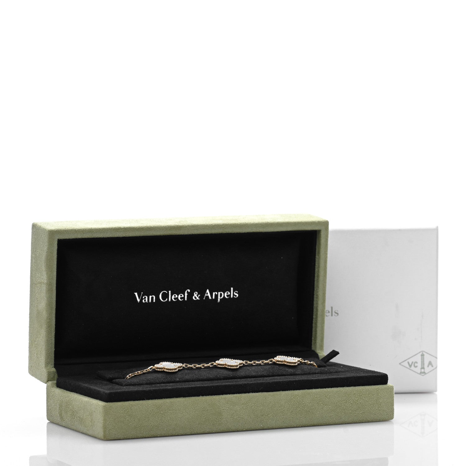 Van Cleef & Arpels 18K Yellow Gold Mother of Pearl 5 Motifs Vintage Alhambra Bracelet 4 of 4