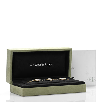 Van Cleef & Arpels 18K Yellow Gold Mother of Pearl 5 Motifs Vintage Alhambra Bracelet 4 of 4