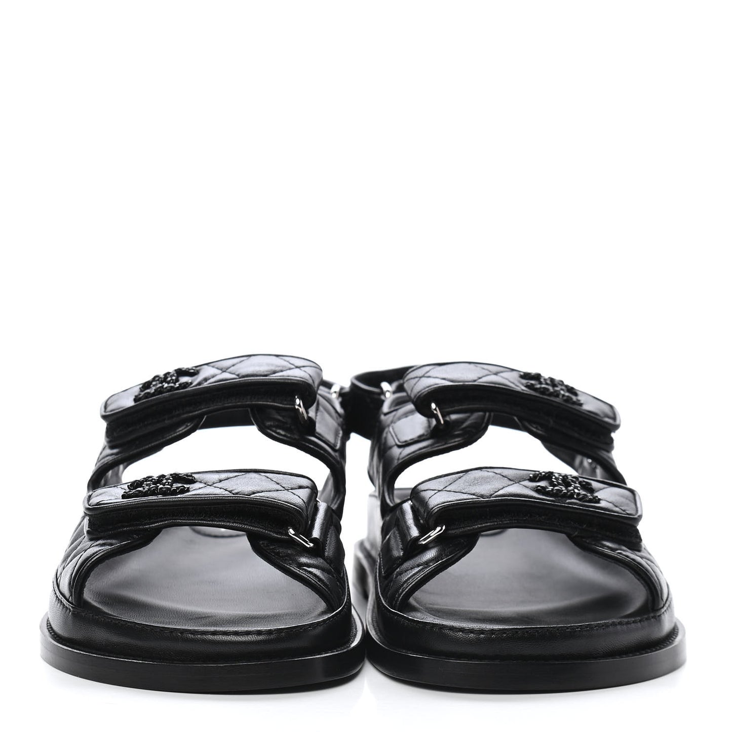 Lambskin Velcro Dad Sandals 38 Black
