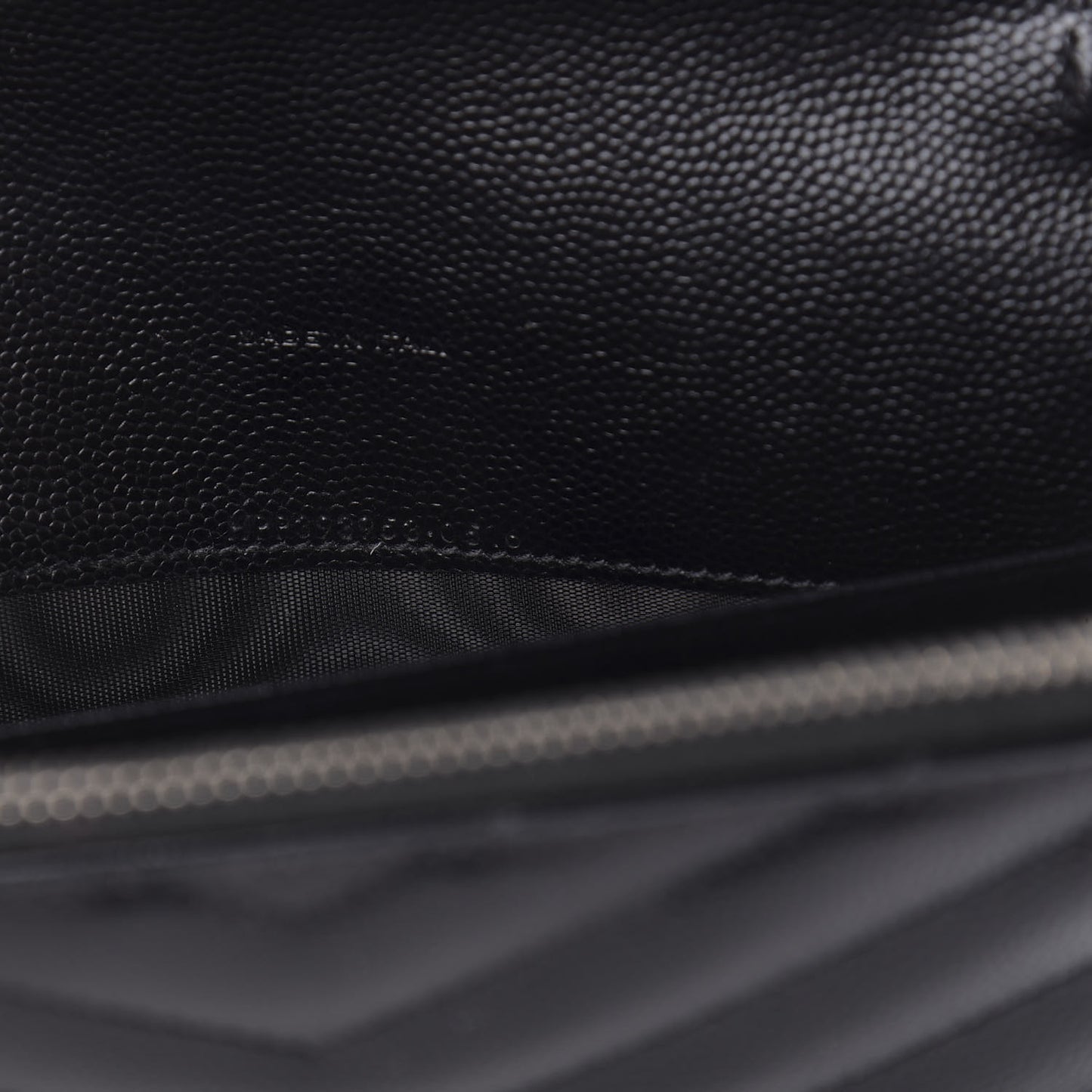 Grain De Poudre Matelasse Chevron Monogram Envelope Chain Wallet Black