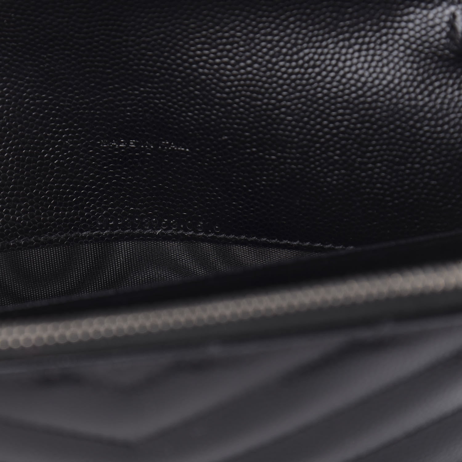 Saint Laurent Grain De Poudre Matelasse Chevron Monogram Envelope Chain Wallet Black 8 of 12