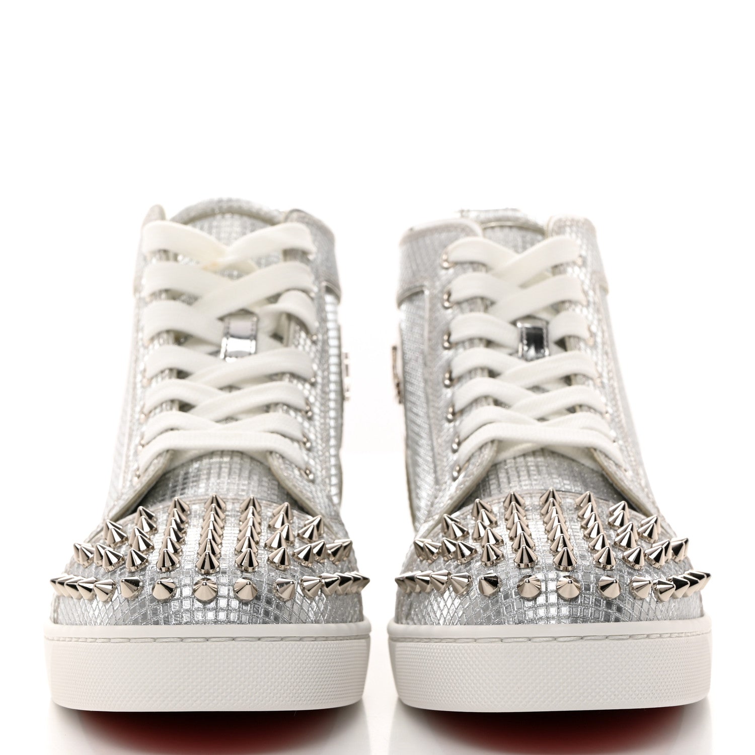 Christian Louboutin Micro 3D Specchio Spikes Womens Lou Flat Sneakers 37.5 Silver 2 of 9