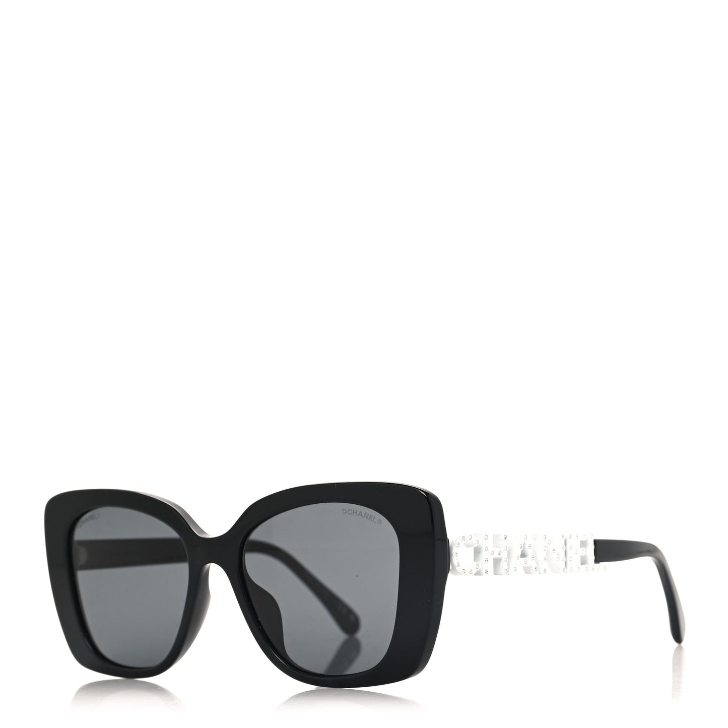 Acetate Strass Square Sunglasses 5422-B Black White